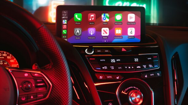 Closeup of HD centre display on its home screen.