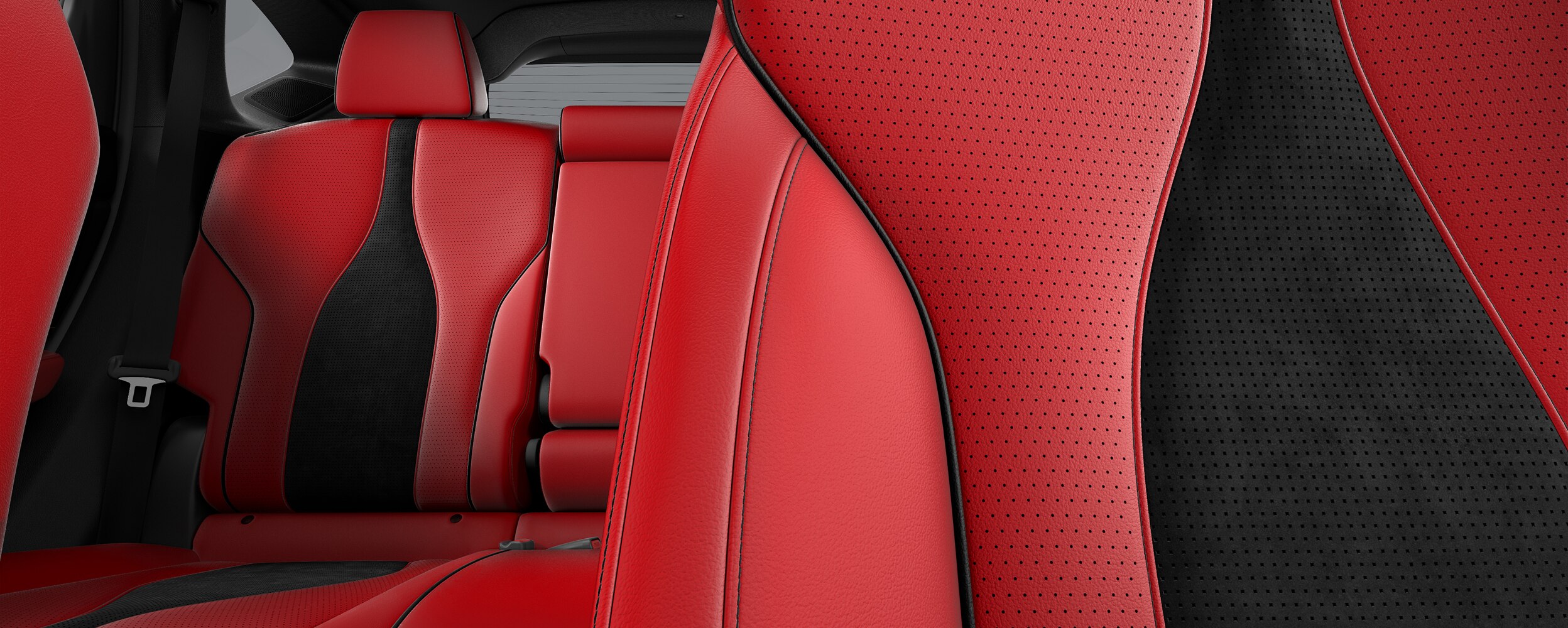 3/4 bird’s eye view of driver-side cockpit seen through the moonroof.