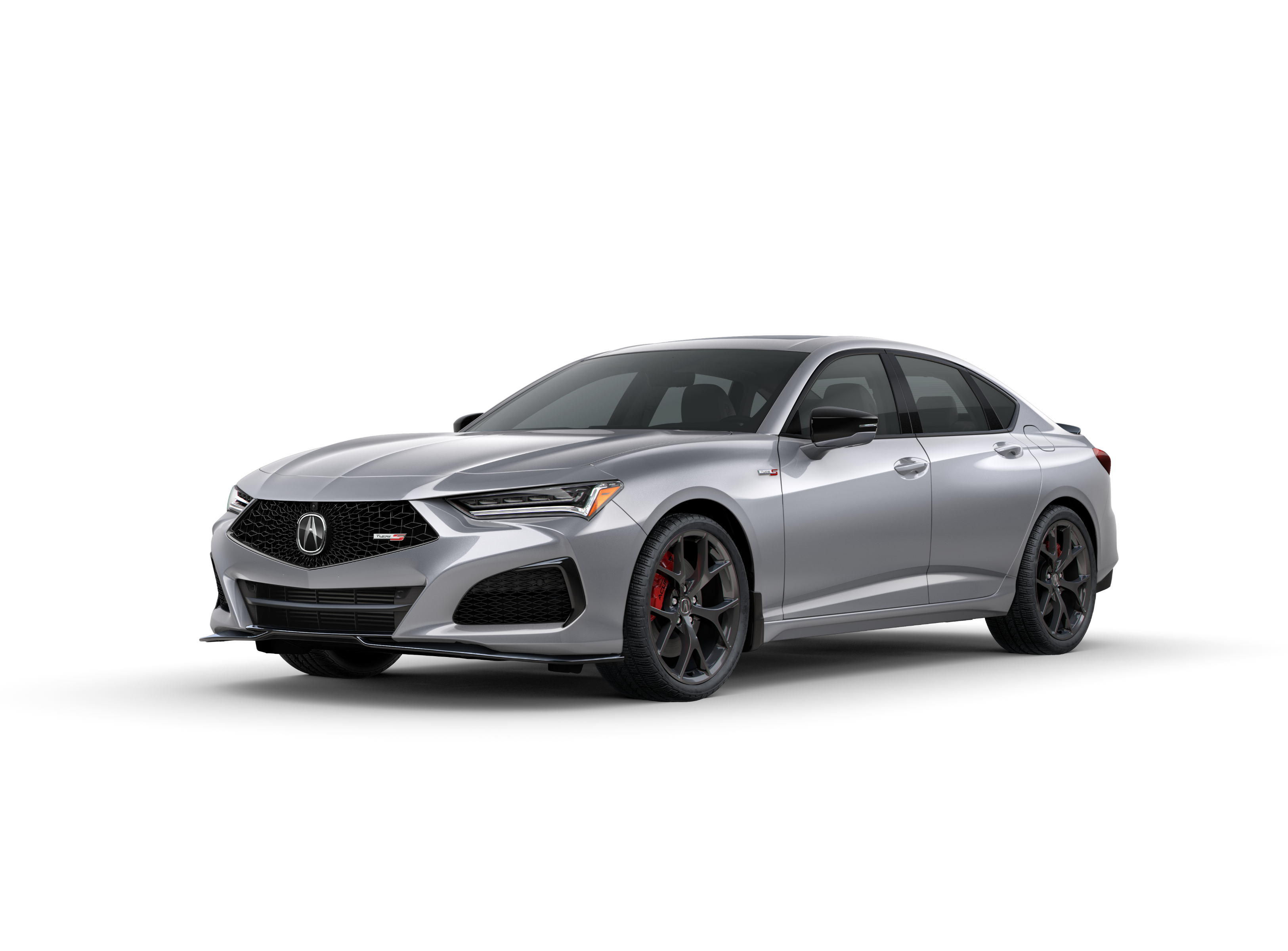 Vue ¾ avant côté conducteur du modèle TLX Type S 2025 en argent lunaire métallisé