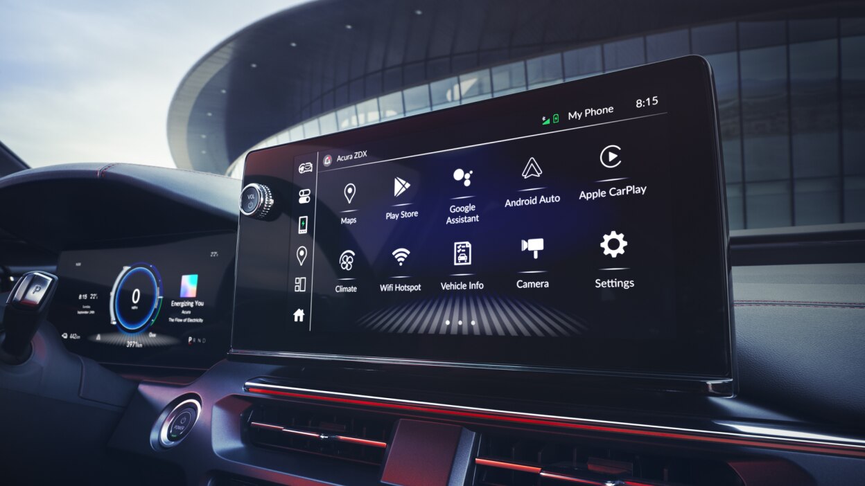 Closeup of touchscreen showing its homepage.
