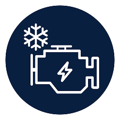 Icon of an engine with a snowflake. 
